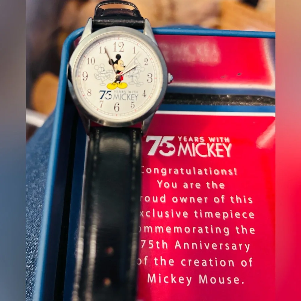 Disney Mickey Mouse 75th Anniversary Tin Box - Blue and Red